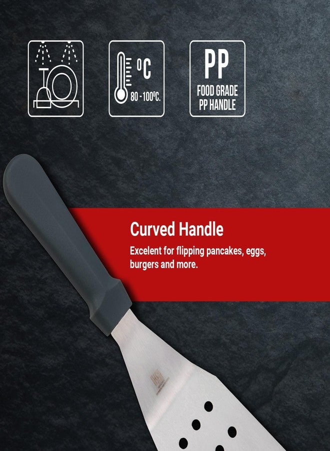 HS WORLD OF HORECA ESSENTIALS HS 12 Inch Professional Kitchen Square Edge Turner | Medium Handle | Heavy Duty Metal Spatula with Beveled Edges | SUS420J2 Stainless Steel for Grills, Skillets, Burgers - Image 5